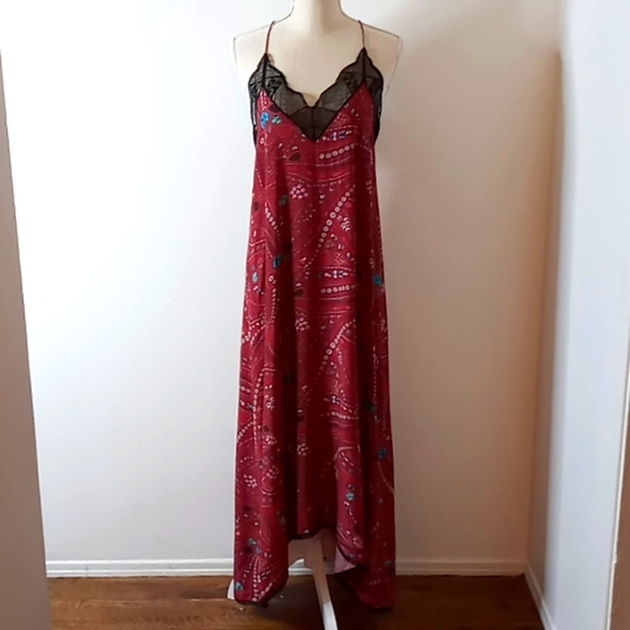 Zadig & Voltaire Risty Psyche Mixed Print Midi Dress In Wine Size Small - Picture 6 of 14